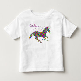 Glauben Sie mit buntem Unicorn-Kleinkind-T - Shirt