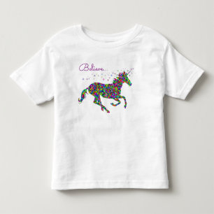 Glauben Sie mit buntem Unicorn-Kleinkind-T - Shirt