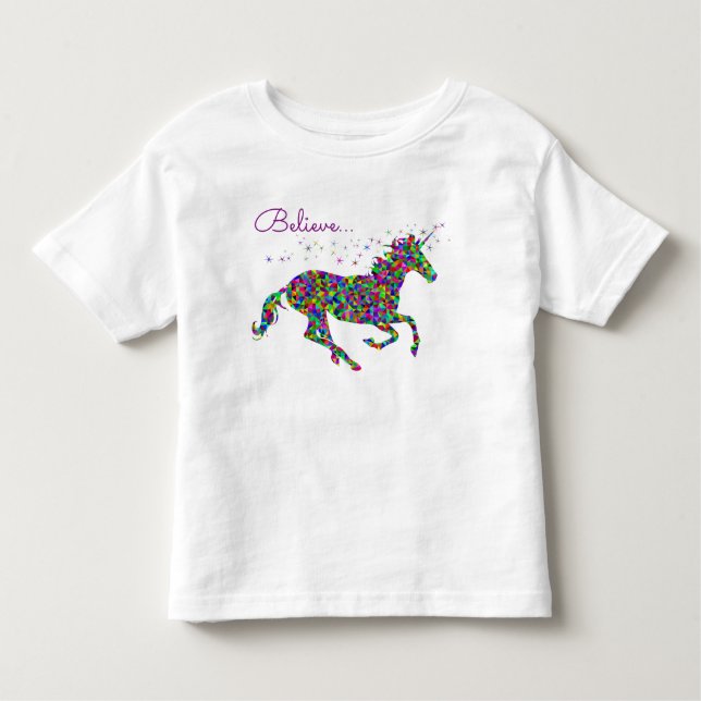 Glauben Sie mit buntem Unicorn-Kleinkind-T - Shirt (Vorderseite)