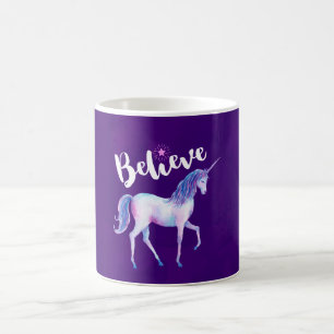 Glauben Sie mit Unicorn an Pastelwasser-Farben Kaffeetasse