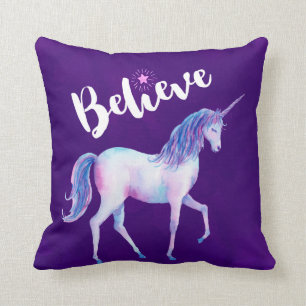 Glauben Sie mit Unicorn an Pastelwasser-Farben Kissen