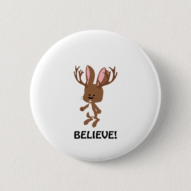 Glauben Sie! Niedliches Jackalope Button (Vorderseite)