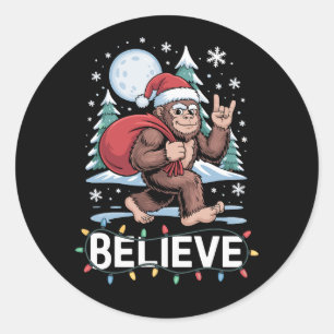 Glauben Sie Weihnachten Bigfoot Sasquatch Santa Hu Runder Aufkleber