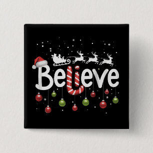 Glauben Sie Weihnachten Weihnachtsmann Rentiere Zu Button