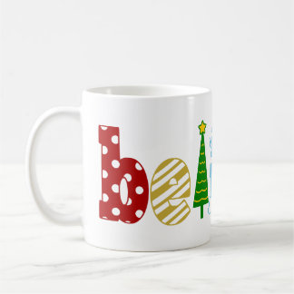 Glauben Sie Weihnachtskaffee-Tassen-Wohngestaltung Kaffeetasse