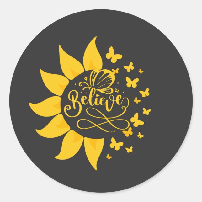 glauben Sonnenblumen Frühling glücklichen T - Shir Runder Aufkleber (Vorderseite)