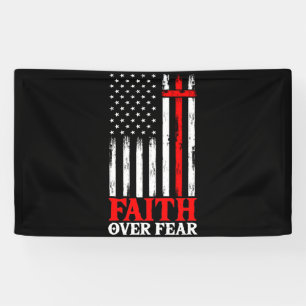 Glauben über Angst Cooles Christliches Flag Cross Banner