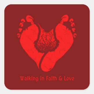 Glauben und Liebe leben Christliches Design Quadratischer Aufkleber
