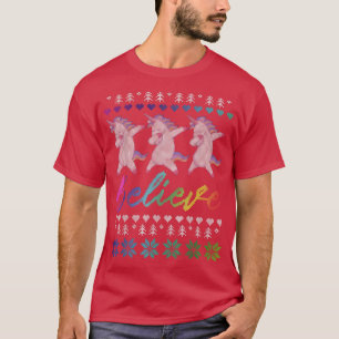 Glauben Unicorn Dabbing Ugly Einicorn Weihnachtssc T-Shirt