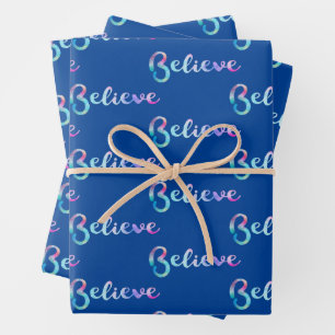 Glauben Wasserfarbe-Typografie-Kunst Geschenkpapier Set