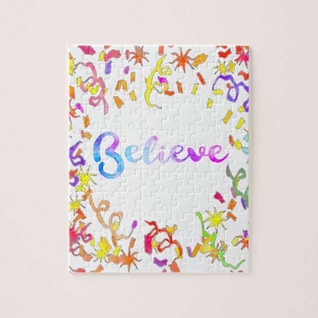 Glauben Wasserfarben Typografie Confetti Art (Vertikal)