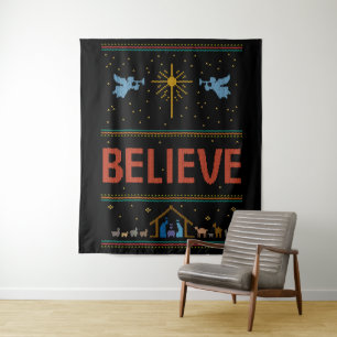 GLAUBEN Weihnachten Sweater Christlicher Gott Jesu Wandteppich