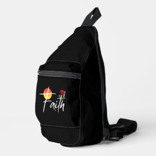 Glaubens-Typografie mit Rosen Crossbody Bag