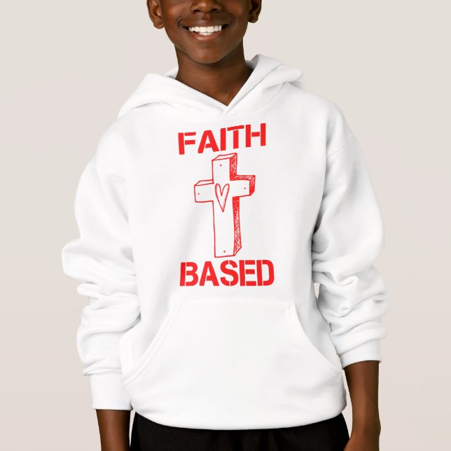 Glaubensbasierte Kreuz- und Herzjunge Hoodie (Vorderseite)