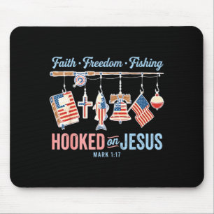 Glaubensfreiheit Angeln an Jesus gehakt Flagge Mousepad