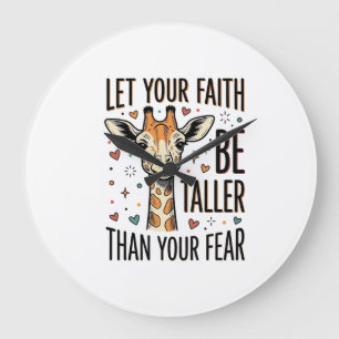 Glaubensgiraffe Inspirierendes Vintage-Shirt-Desig Große Wanduhr