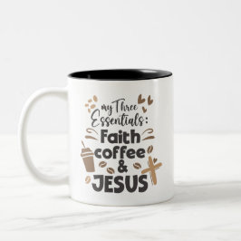 Glaubenskaffee und Jesus Essentials Religiöse Zweifarbige Tasse