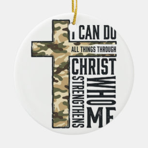 Glaubenskreuz Ich kann alle Dinge christliches Shi Keramik Ornament