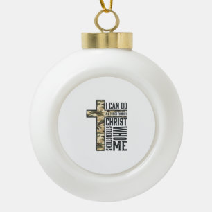 Glaubenskreuz Ich kann alle Dinge Christliches T-S Keramik Kugel-Ornament