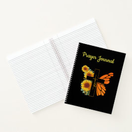Glaubenskreuz mit Schmetterlingsflügel und Sonnenb Notizbuch