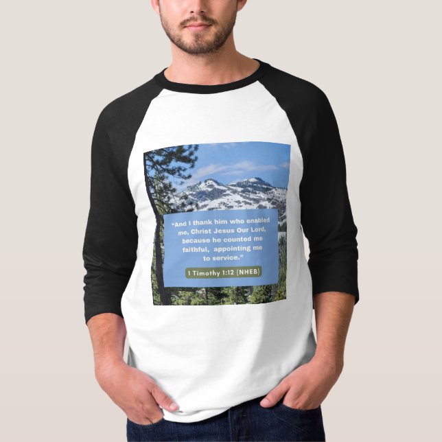 Glaubensnachricht - 1 Timothy 1-12 - 3/4 Länge wei T-Shirt (Vorderseite)