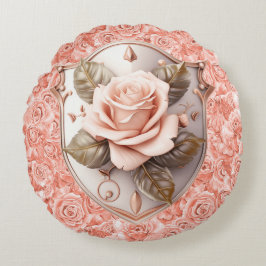 Glaubensschild auf rosa Rosen Rundkissen Rundes Kissen