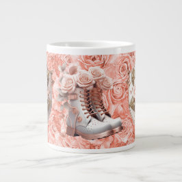 Glaubensschild auf rosa Rosen-Tasse Jumbo-Tasse