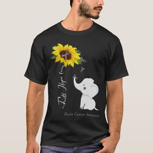 Glaubt Hoffnung Liebe Hirnkrebs Bewusstsein T-Shirt (Vorderseite)