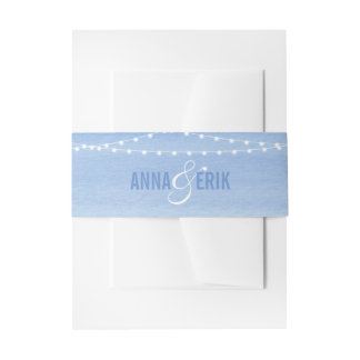 Glaucous Blue Watercolor String Lights Einladungsbanderole