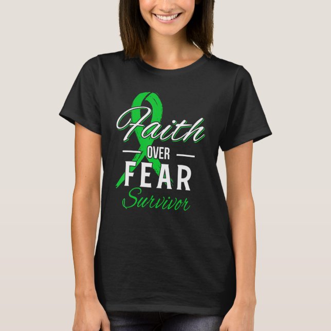 Glaukom überlebt Glaube gegen Furcht grünes Band T-Shirt (Vorderseite)
