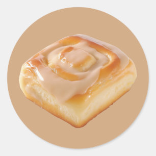 Glazed Cinnamon Roll Runder Aufkleber