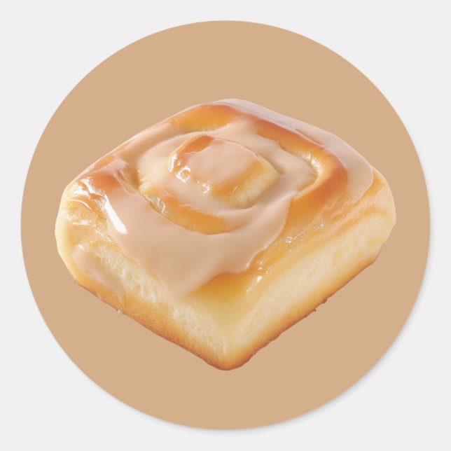 Glazed Cinnamon Roll Runder Aufkleber (Vorderseite)