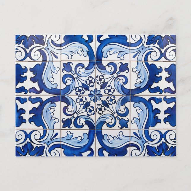 Glazed portugiesisches Azulejo Tiles Postkarte (Vorderseite)