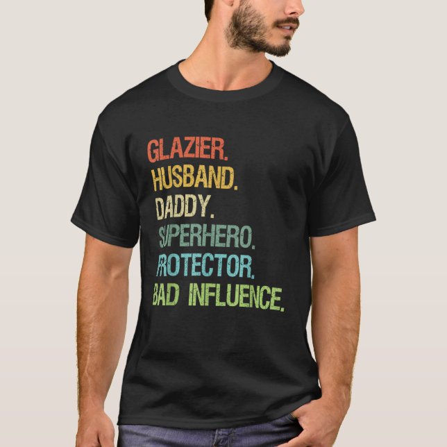 Glazier Husband Daddy Superhero Protector VATER T-Shirt (Vorderseite)