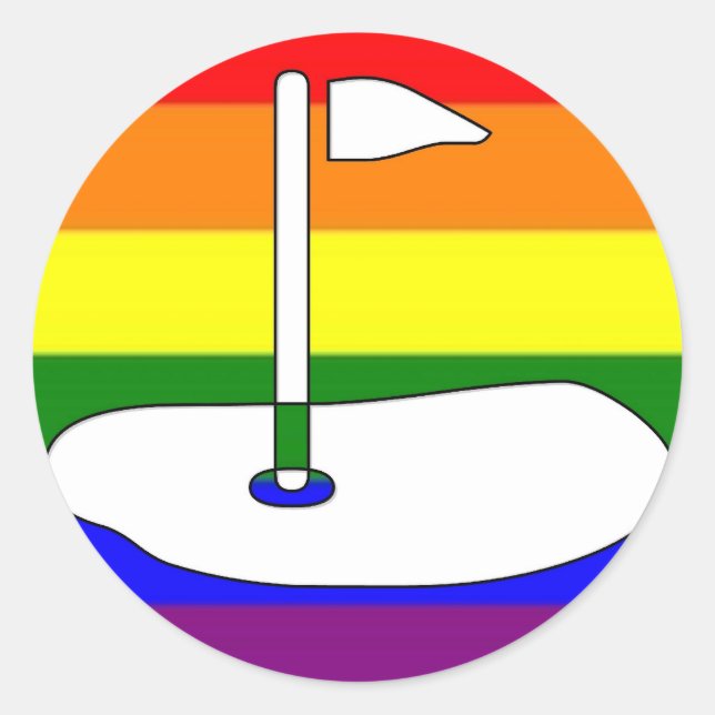 GLBT Pride Golfing Adventure Runder Aufkleber (Vorderseite)