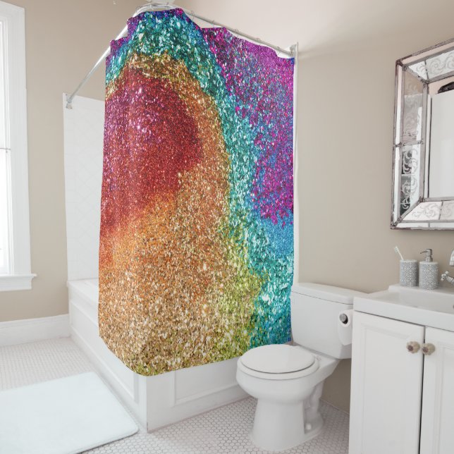 Gleaming Rainbow Glitzer Swirl Duschvorhang (Beispiel)