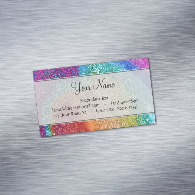 Gleaming Rainbow Glitzer Swirl Magnetische Visitenkarte (Beispiel)