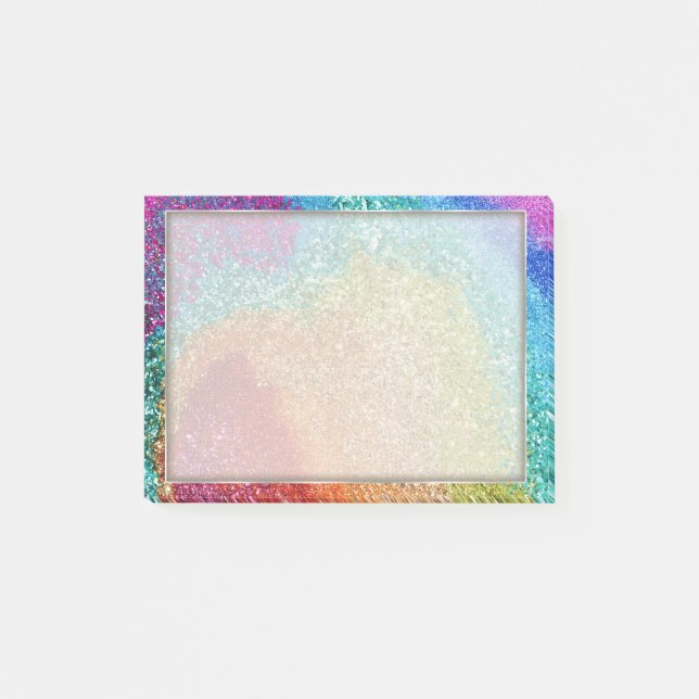 Gleaming Rainbow Glitzer Swirl Post-it Klebezettel (Vorderseite)