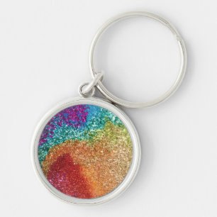 Gleaming Rainbow Glitzer Swirl Schlüsselanhänger
