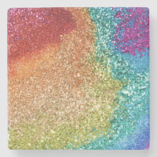 Gleaming Rainbow Glitzer Swirl Steinuntersetzer