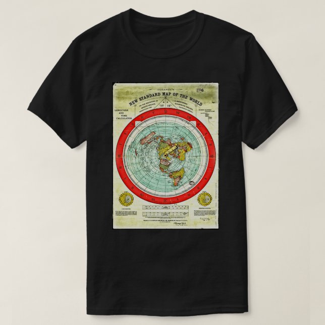Gleason 1892 Flat Earth Map Research Flat Earth Po T-Shirt (Design vorne)