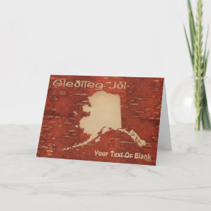 Gleðileg Jól - Alaska auf der inneren Birch Bark Feiertagskarte