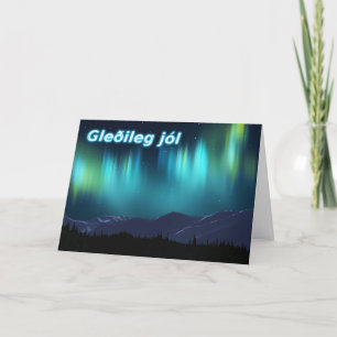 Gleðileg Jól - Aurora Borealis Feiertagskarte