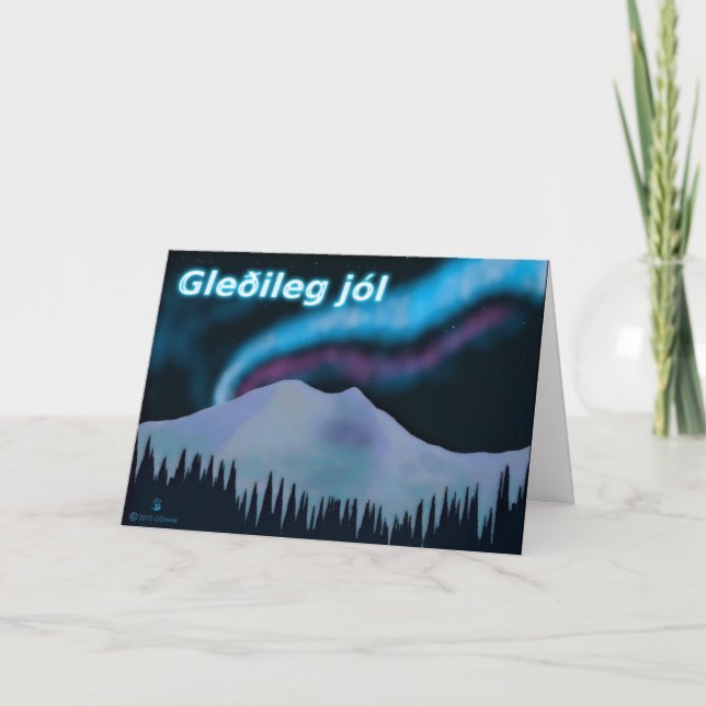 Gleðileg Jól - Blue Aurora Feiertagskarte (Vorderseite)