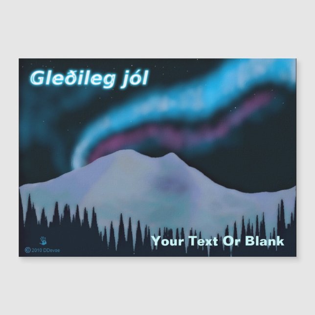 Gleðileg Jól - Blue Aurora Magnetkarte (Vorderseite)