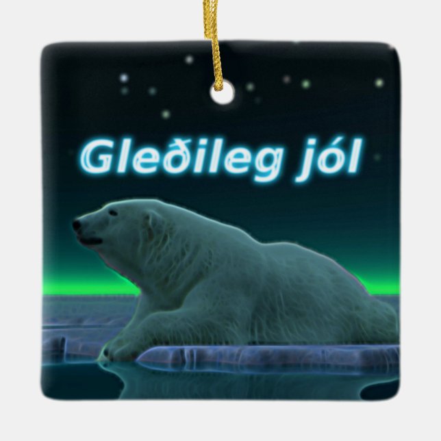Gleðileg Jól - EisEdge Polar Bear Keramikornament (Vorderseite)