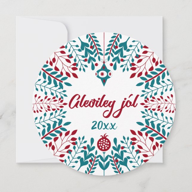 Gleðileg jól, isländischer Weihnachtsgruß Feiertagskarte (Vorderseite)