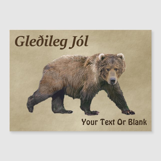 Gleðileg Jól - Kodiak Bear Magnetkarte (Vorderseite)