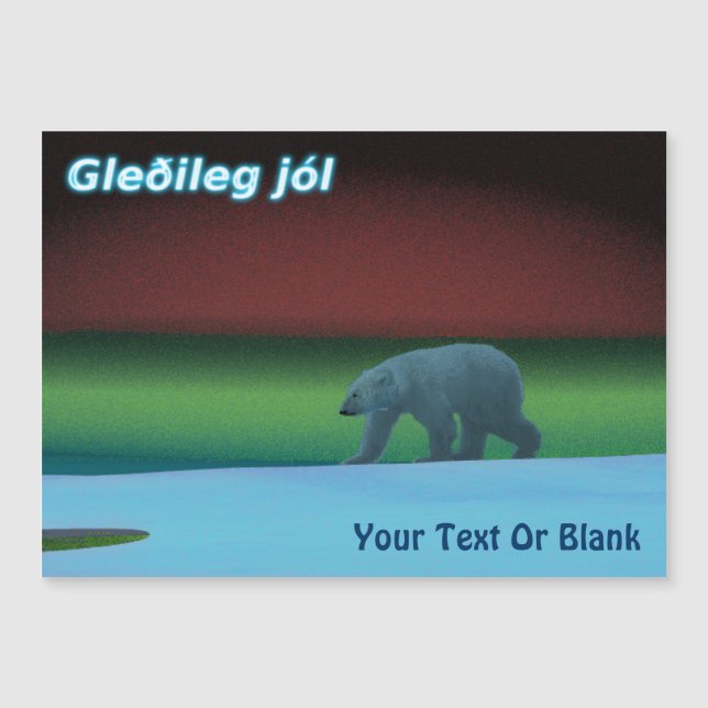 Gleðileg Jól - Polar Lights Polar Bear Magnetkarte (Vorderseite)