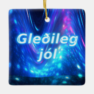 Gleðileg Jól - Qaanaq - Nordlichter Keramikornament